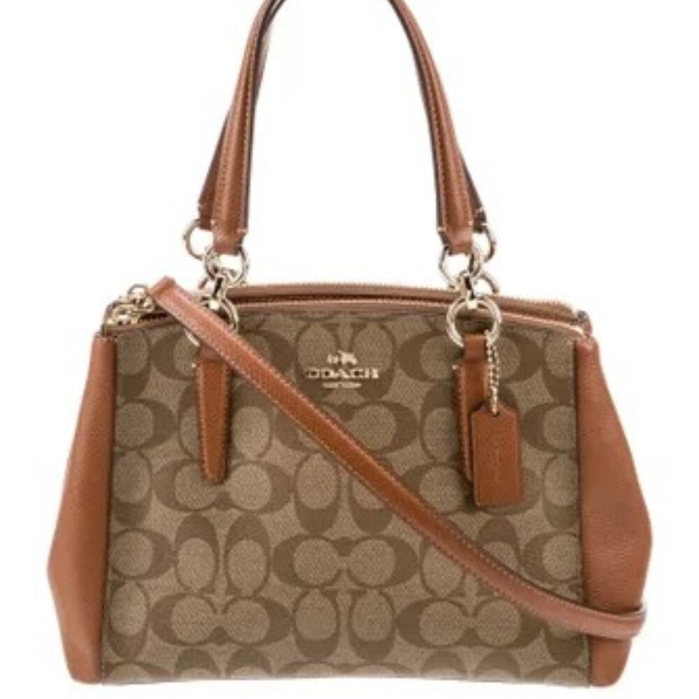 Euc Vintage Coach Lexy Signature C's Khaki Shoulder Bag Handbag Purse